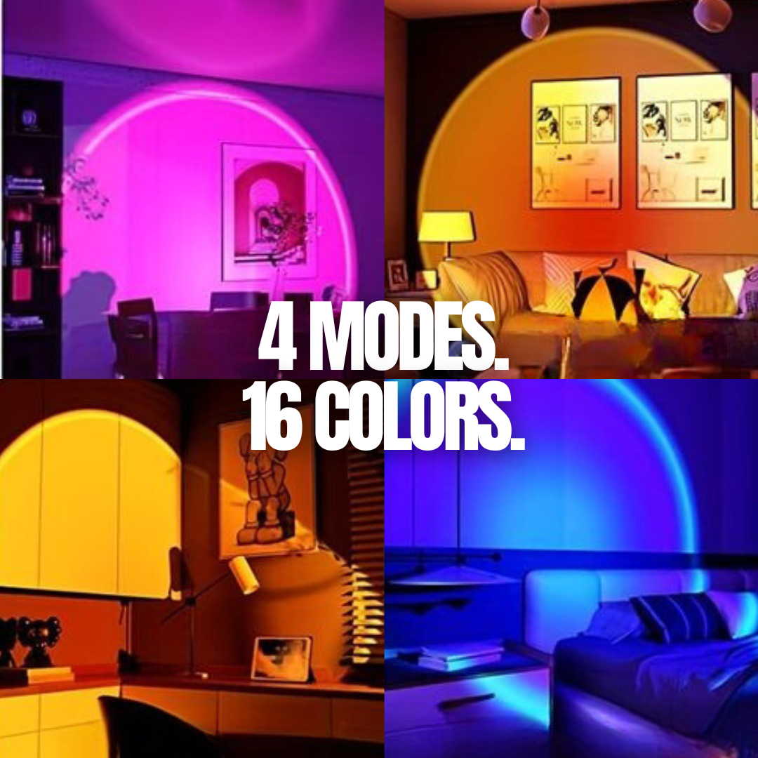 Sunset Lamp. Home Decor Projector Light With 16 Colors 4 Modes